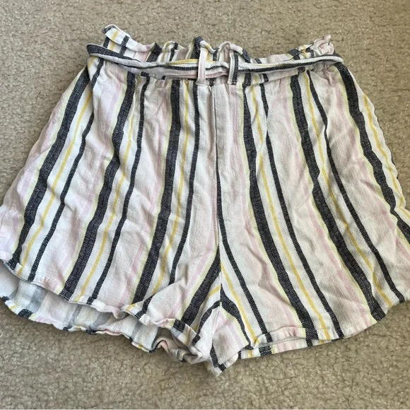 Art Class High Waist Striped Linen Shorts - Pink, Yellow, Black - Picture 6 of 6